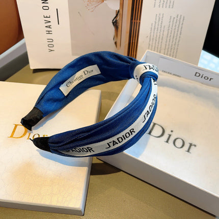 DIOR 26S HEADBAND IN DARK BLUE AND WHITE FABRIC 512023