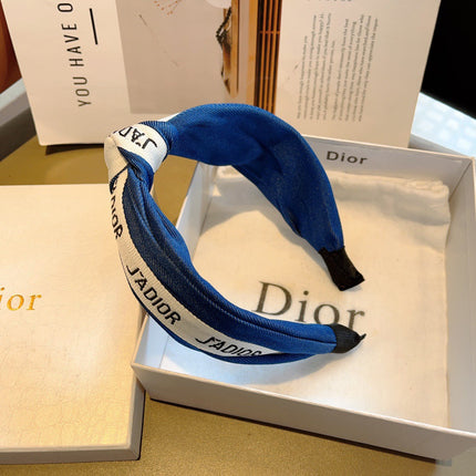 DIOR 26S HEADBAND IN DARK BLUE AND WHITE FABRIC 512023