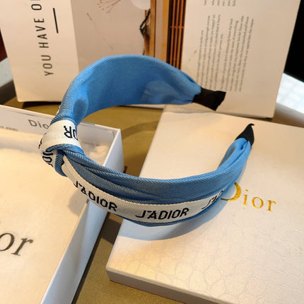 DIOR 26S HEADBAND IN BLUE AND WHITE FABRIC 512024
