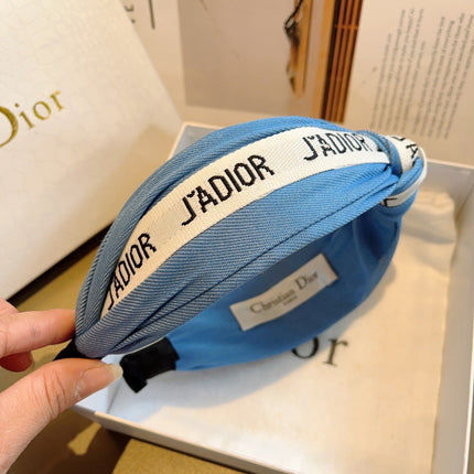 DIOR 26S HEADBAND IN BLUE AND WHITE FABRIC 512024