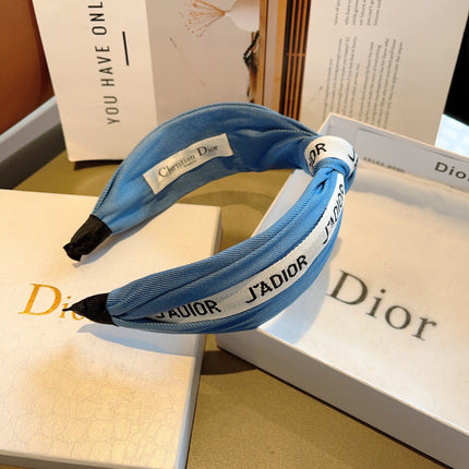 DIOR 26S HEADBAND IN BLUE AND WHITE FABRIC 512024