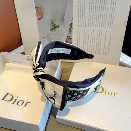 DIOR 26S HEADBAND IN BLACK AND WHITE SILK 512066