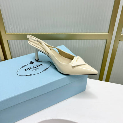 PRA PATENT LEATHER SLINGBACK PUMPS 50 CREAMY WHITE