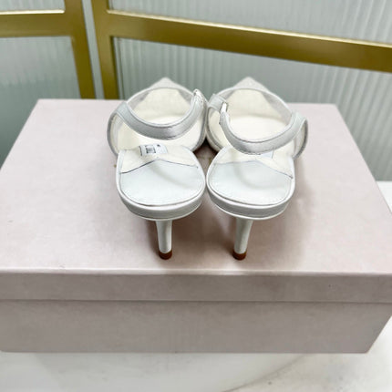 JIMMY CHOO 26S SLINGBACK PUMPS 65 MM IN WHITE GLITTER MESH