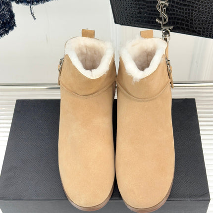 ALAIA 26S SNOW BOOTS IN DARK BEIGE SUEDE AND WOOL