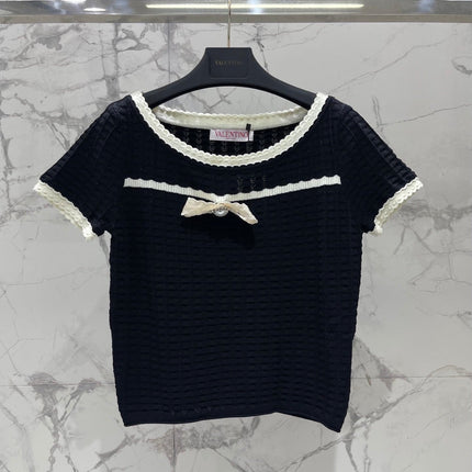 VALENTINO 26S SHORT-SLEEVE KNIT TOP 384