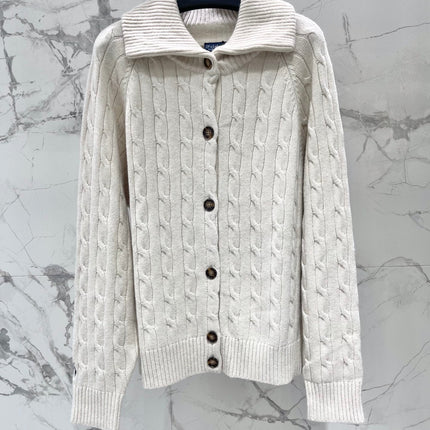 RALPH LAUREN 26S COLLARED CABLE-KNIT CARDIGAN 718