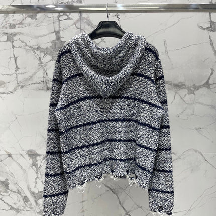 CELINE 26S FRAYED STRIPED KNIT HOODIE 639