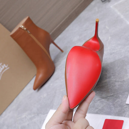 CHRISTIAN LOUBOUTIN 26S ANKLE BOOTS 105 MM IN BROWN CALFSKIN