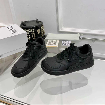 LOEWE 26S LOW TOP SNEAKERS IN BLACK CALFSKIN WITH RUBBER