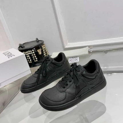 LOEWE 26S LOW TOP SNEAKERS IN BLACK CALFSKIN WITH RUBBER