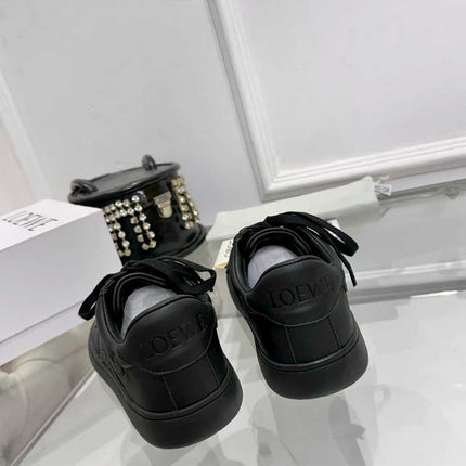 LOEWE 26S LOW TOP SNEAKERS IN BLACK CALFSKIN WITH RUBBER