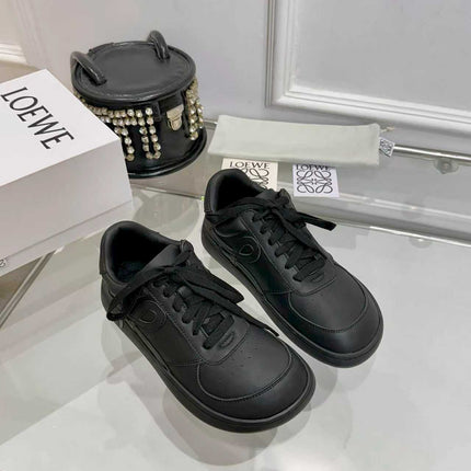 LOEWE 26S LOW TOP SNEAKERS IN BLACK CALFSKIN WITH RUBBER