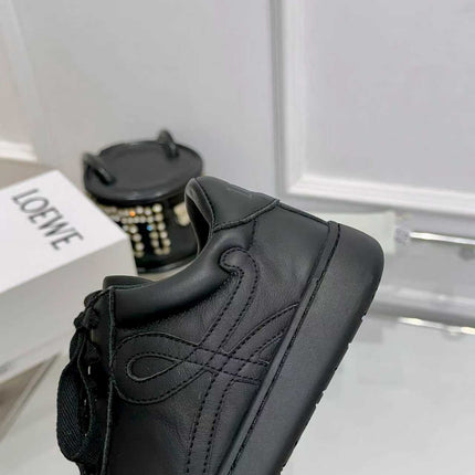 LOEWE 26S LOW TOP SNEAKERS IN BLACK CALFSKIN WITH RUBBER