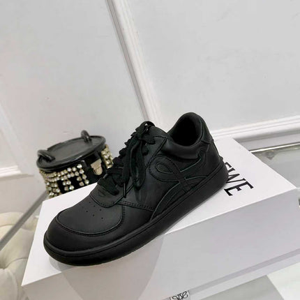 LOEWE 26S LOW TOP SNEAKERS IN BLACK CALFSKIN WITH RUBBER