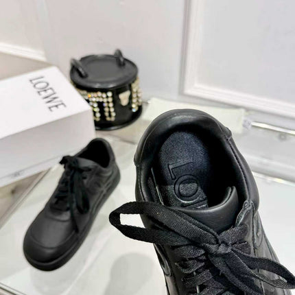 LOEWE 26S LOW TOP SNEAKERS IN BLACK CALFSKIN WITH RUBBER