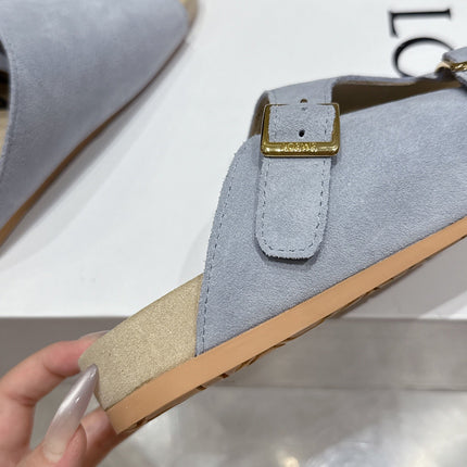 LOEWE 26S EASE SLIDE IN PASTEL BLUE SUEDE