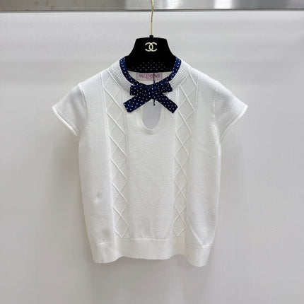VALENTINO 26S SHORT-SLEEVE KNIT TOP 452