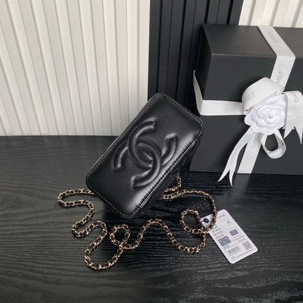 CHANEL 25S VANITY CASE 17 IN BLACK LAMBSKIN GOLD HARDWARE
