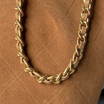 CHANEL 25S HOBO BAG 31 IN CARAMEL BROWN SUEDE WITH GOLD HARDWARE