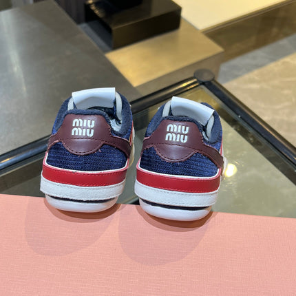 MIUMIU 26S SNEAKERS IN NAVY BLUE AND WHITE FABRIC AND SUEDE