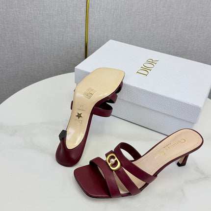 DIOR 26S 30 MONTAIGNE HIGH-HEELED IN BURGUNDY RED CALFSKIN GOLD HARDWARE
