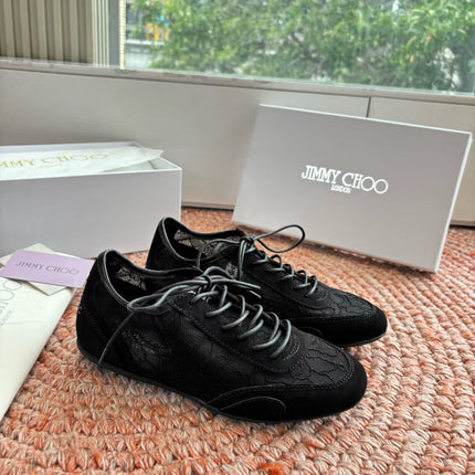 JIMMY CHOO 26S SNEAKERS IN BLACK MESH AND SUEDE