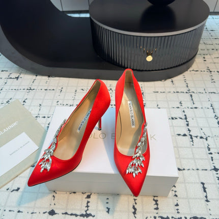 Lurum 90 Red Satin Crystal Embellished Pumps 868663