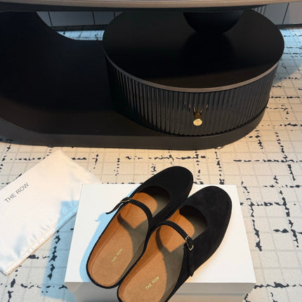 THE ROW 26S MARY JANE MULES 20MM IN BLACK SUEDE
