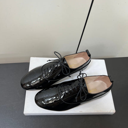 CELINE 26S MINIMAL LACE-UP SHOES IN BLACK GLOSSY CALFSKIN
