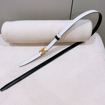 CELINE 26S REVERSIBLE BELT 18 MM IN WHITE AND BLACK CALFSKIN 656086