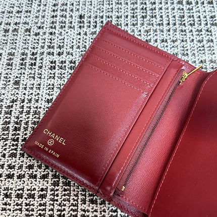 CHANEL 26S WALLET 14 IN DARK RED CROCODILE-EMBOSSED CALFSKIN