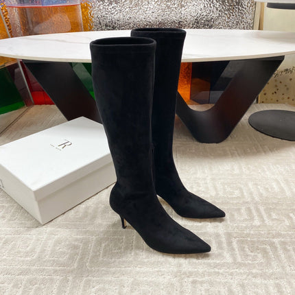 THE ROW HIGH BOOTS 85MM IN BLACK SUEDE