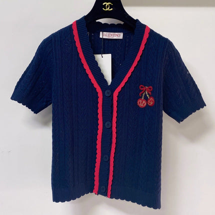 VALENTINO 26S SHORT-SLEEVE KNIT CARDIGAN 471