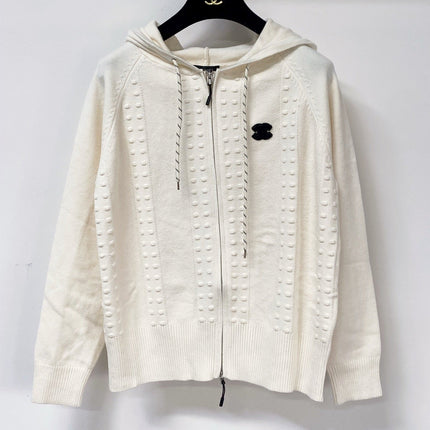 CHANEL 26S KNIT ZIP-UP HOODED CARDIGAN 1767