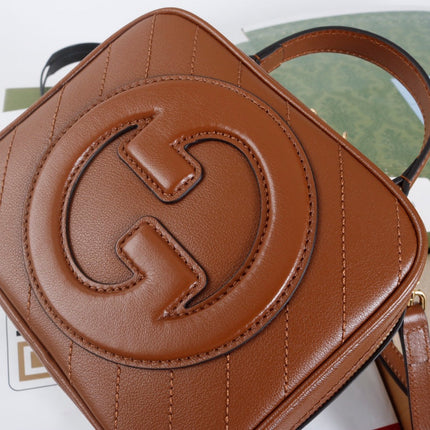 GUCCI 26S TOP HANDLE BAG 17 IN BROWN CALFSKIN
