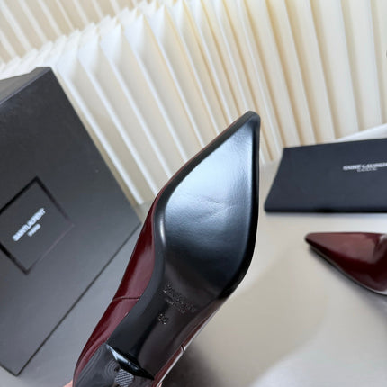 YSL 26S ANKLE BOOTS 80 MM IN DARK RED SHINY LAMBSKIN