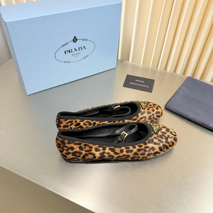 PRADA 26S MARY JANE FLATS IN LEOPARD-PRINT PONY HAIR