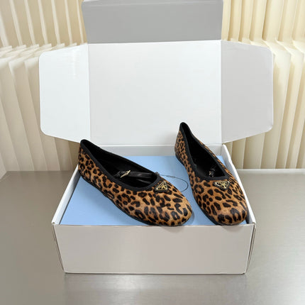 PRADA 26S MARY JANE FLATS IN LEOPARD-PRINT PONY HAIR