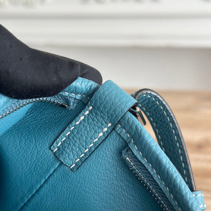 HM 25S BERLINGOT 24 CM IN TEAL BLUE LAMBSKIN