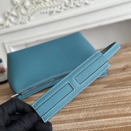 HM 25S BERLINGOT 24 CM IN TEAL BLUE LAMBSKIN