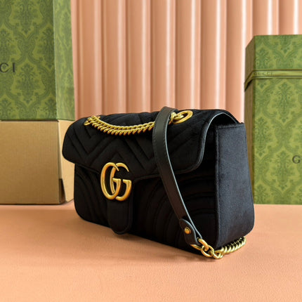 GUCCI 26S GG MARMONT MATELASSE 26 IN BLACK VELVET
