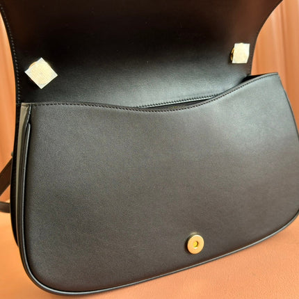 BLONDIE LARGE TOP HANDLE BAG 32 IN NATURAL COTTON LINEN CANVAS BLACK CALFSKIN
