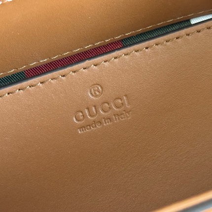 GUCCI 26S PADLOCK TOP HANDLE BAG 20 IN DARK BEIGE AND BROWN CALFSKIN