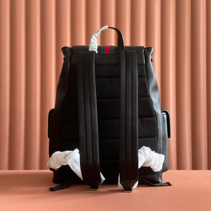 GUCCI 26S OPHIDIA LARGE BACKPACK 46 IN BLACK CALFSKIN