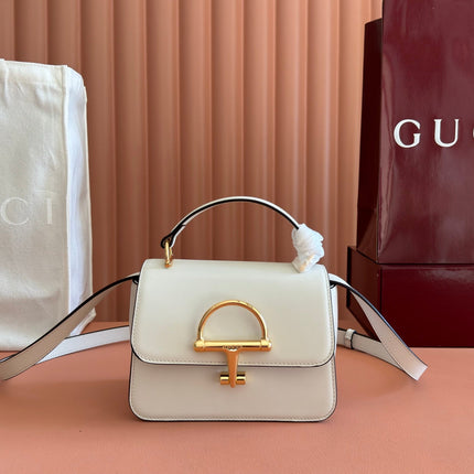 GUCCI 26S SIENA TOP HANDLE BAG 19 IN WHITE CALFSKIN