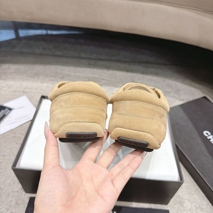 CHANEL 26S LOW TOP SNEAKERS IN LIGHT BROWN SUEDE