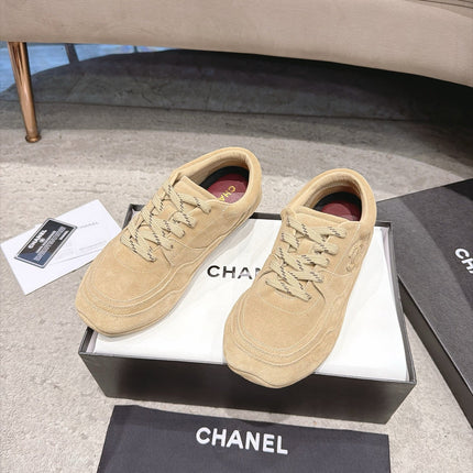 CHANEL 26S LOW TOP SNEAKERS IN LIGHT BROWN SUEDE