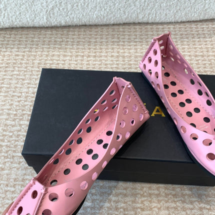 PERFO BALLET FLATS IN FLAMINGO PINK CALFSKIN
