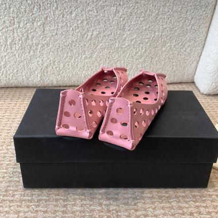 PERFO BALLET FLATS IN FLAMINGO PINK CALFSKIN